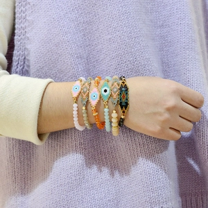 Handgefertigte Miyuki Perlen Evil Eye Armbänder mit Kristallperlen im Boho-Stil