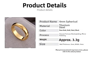 Detailed view of 4mm gold dome ring showing width and thickness measurements