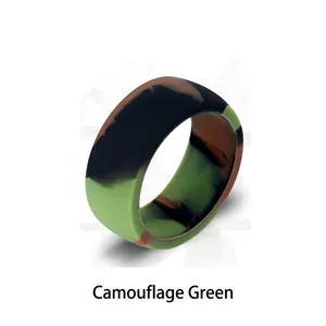 8.7mm minimalist camouflage green silicone sports ring for men with flat edge