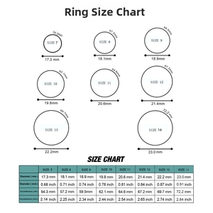 Detailed sizing chart for men's 8.7mm silicone rings showing US sizes 7 to 14 in mm