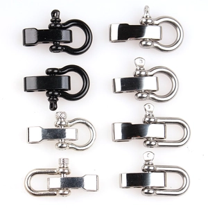 304 stainless steel U-shaped shackle buckles for DIY paracord bracelets in black and silver