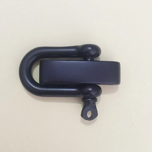 Detailed view of a matte black 304 stainless steel U-shaped shackle for DIY bracelets