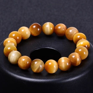 Bracciale In Occhio Di Tigre Dorato Naturale Per Uomini Donne Perline Tonde Gemma Fatto A Mano Gioielli Curativi