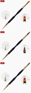 Detailed view of dual-ended nail art brushes with 7mm to 11mm tip size specifications