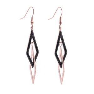 Boucles d'oreilles géométriques en or rose avec montures en losanges imbriqués