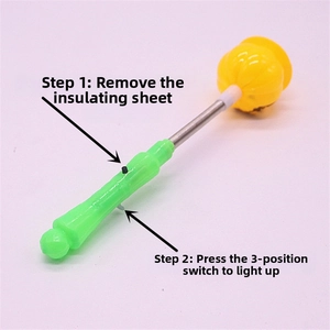 Detail of Halloween pumpkin glow stick with 3-mode switch and insulation tab
