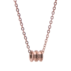 Collier Pendentif En Acier Inoxydable Or Rose Cylindre Nervuré Texturé Minimaliste Élégant Bijou Pour Femme