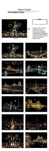 Detailed specs of 40.5x28.5cm city night scratch art set with bamboo pen and paper