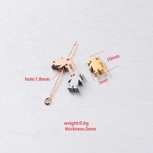 Mirror polished girl shape beads in rose gold, silver, and gold with size specifications
