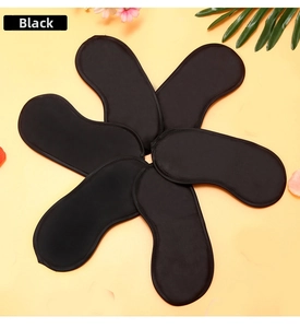 Set of 6 black breathable polyester sleep masks with premium piped edges for travel use