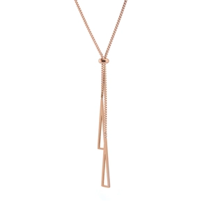 Elegant rose gold titanium triangle tassel Y-necklace with adjustable sliding clasp