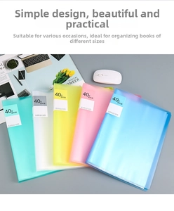 Five colored A4 clear book folders set with 40 pockets for document organization
