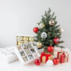 Christmas Ball Ornaments Plastic Electroplated Baubles With Snowflake Pattern For Xmas Tree Wreath Decor Festive Home Hanging