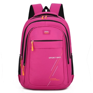 Rozerode waterdichte sportrugzak met oranje ritsen voor school en outdoor reizen met laptop