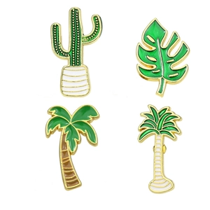 Spilla in Smalto Pianta Tropicale Cactus Foglia di Monstera Palma Placcato Oro Lega di Zinco Spille per Donna Uomo Gioielli Regalo