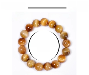 Detailed size chart for 10mm golden tiger eye bracelet with weight and length specs