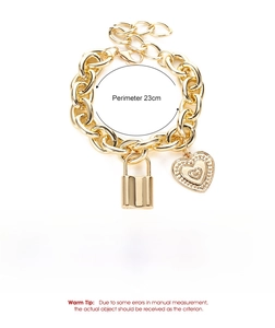 Detailed size and weight specs for gold layered chain necklace with lock pendant