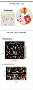 Detailed size guide for Christmas wall stickers with stocking and reindeer designs
