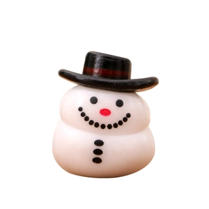 Christmas glowing snowman ring toy with black top hat for festive party favors