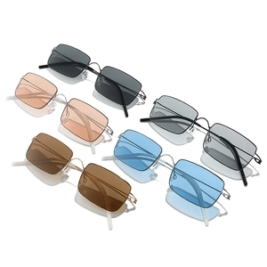 Ultralight rimless rectangular sunglasses in five colorful lenses with minimalist frames