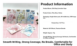 Detailed view of animal theme correction tape with specifications and pastel color options