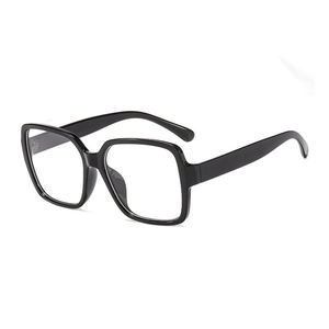 Classic black oversized square frame glasses with clear lenses for men and women