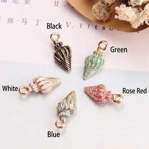 Five-color seashell alloy charms with gold edges for DIY jewelry and earrings