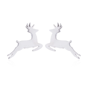 Boucles d'oreilles renne en argent en pose de course avec finition miroir poli