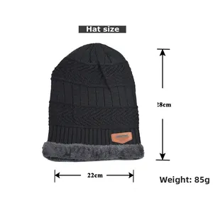 Detailed knit hat size chart showing 28cm height, 22cm width, and 85g weight metrics