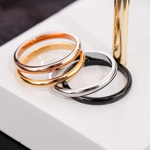 Minimalist stainless steel ring set in rose gold, gold, silver and black finishes