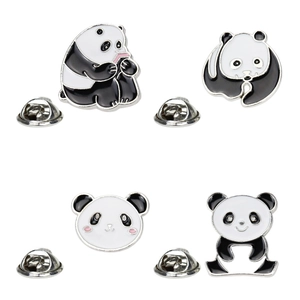 Cute Panda Brooch Pin Zinc Alloy Enamel Cartoon Animal Lapel Badge Kawaii Clothing Decoration For Backpack Hat