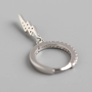 Minimalist S925 sterling silver lightning earrings with sparkling cubic zirconia stones