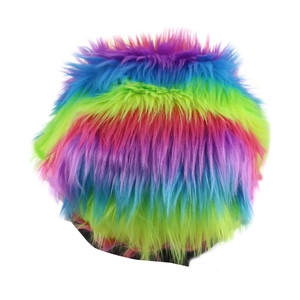 Creative rainbow faux fur wig hat with colorful plush fibers for parties and golf
