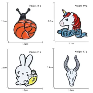 Fashionable enamel snail unicorn and rabbit brooches with alloy dripping oil finish