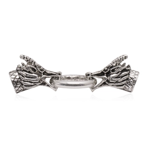Boucle de connecteur de bracelet tête de dragon double argent rétro avec anneau central