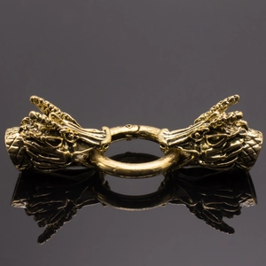 Fermoir connecteur tête de dragon double en métal doré vintage pour bijoux avec reflet