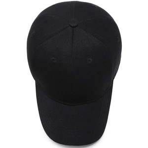 Classic minimalist black cotton baseball cap with six-panel structure and curved brim
