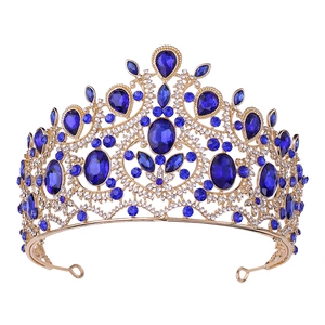 Baroque Royal Crown Alloy Rhinestone Crystal Luxury Bridal Tiara Wedding Birthday Pageant Hair Jewelry For Women