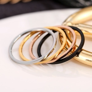 Minimalist ultra-thin titanium steel rings in silver, gold, rose gold, and black colors