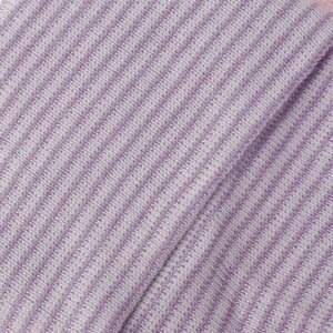 Close-up of soft purple and white striped knit fabric texture for thick newborn winter hat
