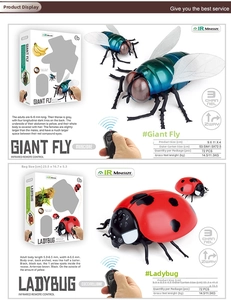 Dettaglio macro di mosca e coccinella telecomandate con trasmettitore a infrarossi