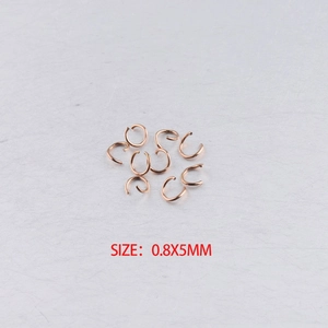 Pile of 0.8x5mm rose gold stainless steel open jump rings for DIY jewelry making