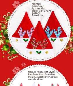 Détails et dimensions du bonnet de Noël renne festif et chapeaux de fête coniques