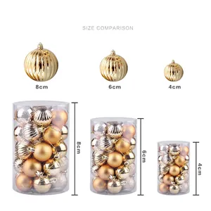 Golden Christmas balls set in 4cm 6cm 8cm sizes for festive tree decoration