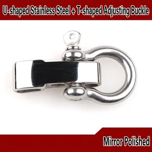 Polished 304 stainless steel U-shackle with adjustable T-bar for paracord bracelets