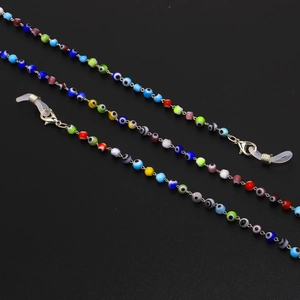 Evil Eye Colorful Glass Bead Glasses Chain Anti-Slip Eyewear Lanyard Handmade Reading Glasses Strap Holder