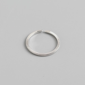 Minimalist 925 Sterling Silver Adjustable Open Ring For Women Fine Line Beaded Texture Elegant Jewelry