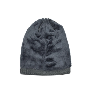 Winter thermal knit beanie in dark grey featuring thick plush lining for cold protection