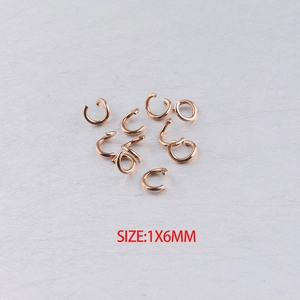 Detail shot of 1x6mm rose gold stainless steel open jump rings for DIY jewelry