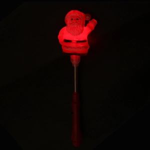 Glow-in-the-dark red Santa Claus spring wand toy with bright LED lights for Christmas